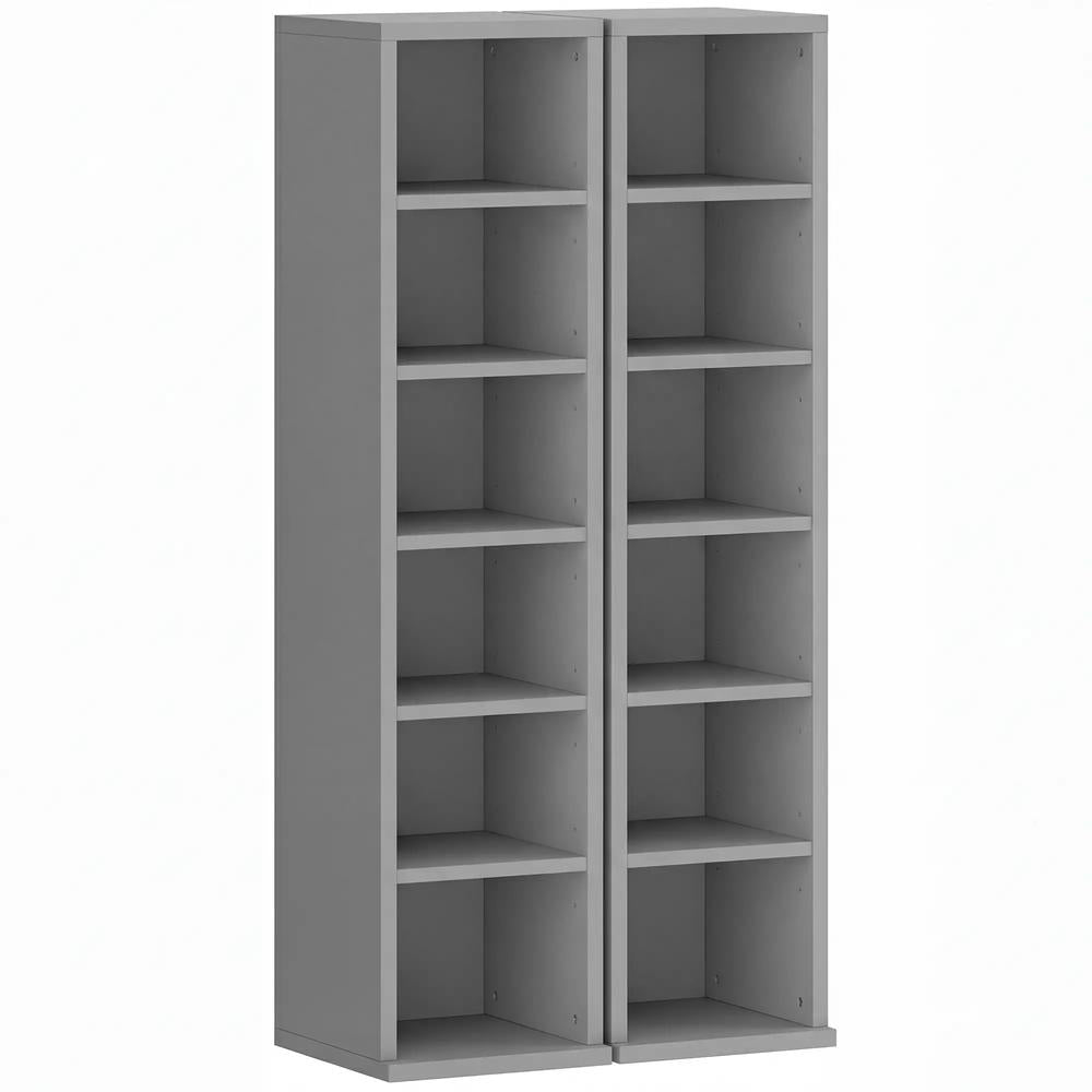 HOMCOM Set of 2 CD Media Display Shelf Unit Tower Rack with Adjustable Shelves Additional View 89