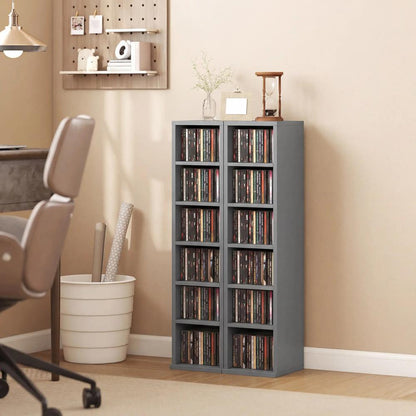 HOMCOM Set of 2 CD Media Display Shelf Unit Tower Rack with Adjustable Shelves Additional View 90