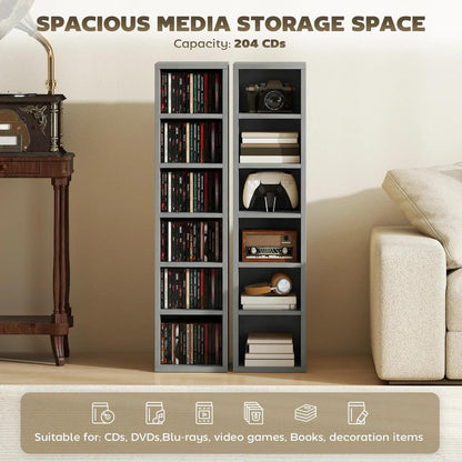 HOMCOM Set of 2 CD Media Display Shelf Unit Tower Rack with Adjustable Shelves Additional View 92