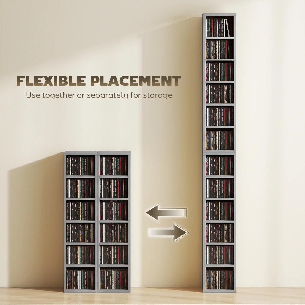 HOMCOM Set of 2 CD Media Display Shelf Unit Tower Rack with Adjustable Shelves Additional View 93