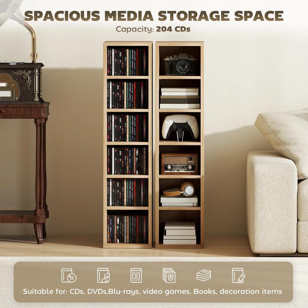 HOMCOM Set of 2 CD Media Display Shelf Unit Tower Rack with Adjustable Shelves Additional View 48