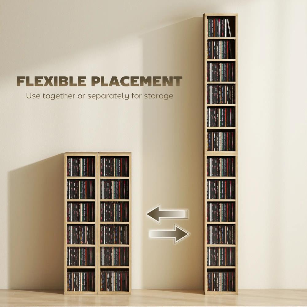 HOMCOM Set of 2 CD Media Display Shelf Unit Tower Rack with Adjustable Shelves Additional View 49