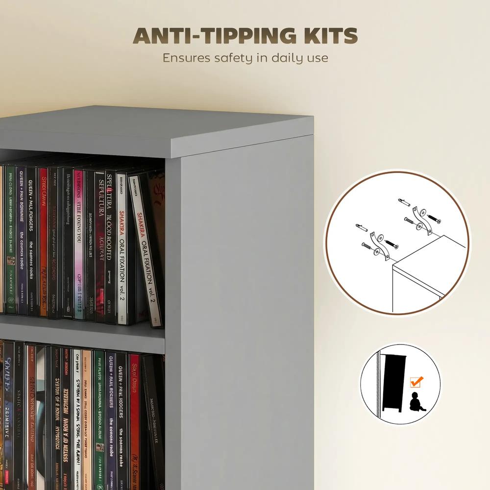 HOMCOM Set of 2 CD Media Display Shelf Unit Tower Rack with Adjustable Shelves Additional View 95