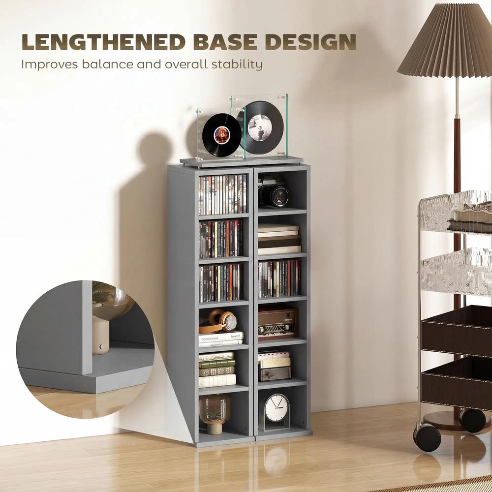 HOMCOM Set of 2 CD Media Display Shelf Unit Tower Rack with Adjustable Shelves Additional View 96
