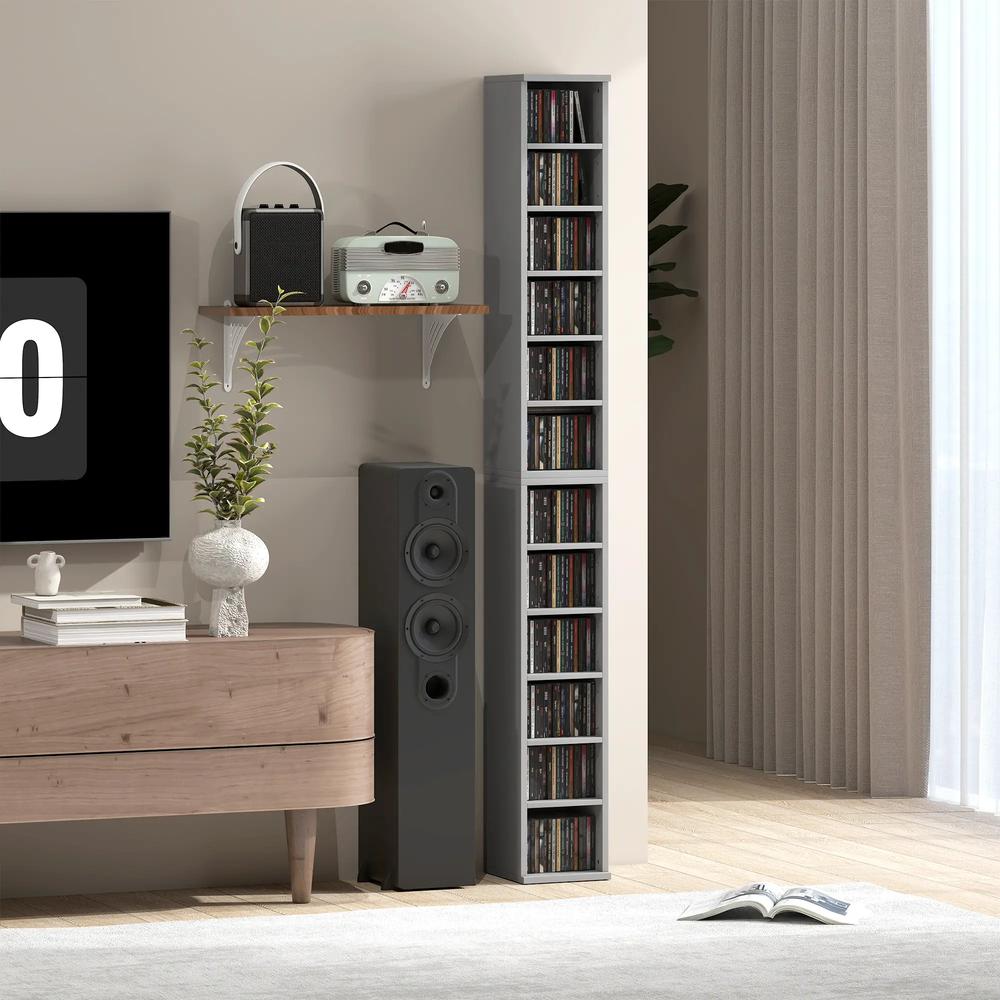 HOMCOM Set of 2 CD Media Display Shelf Unit Tower Rack with Adjustable Shelves Additional View 98