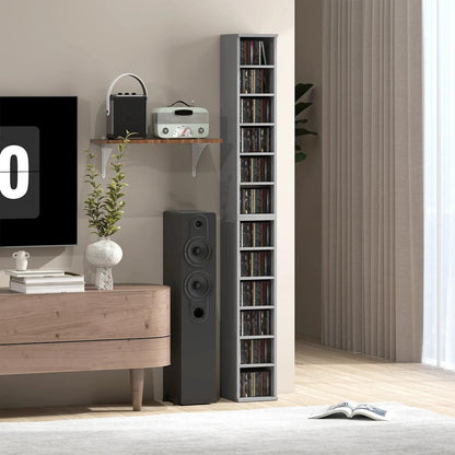 HOMCOM Set of 2 CD Media Display Shelf Unit Tower Rack with Adjustable Shelves Additional View 98