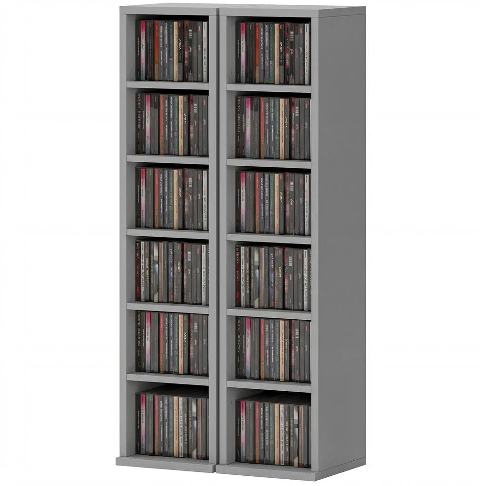 HOMCOM Set of 2 CD Media Display Shelf Unit Tower Rack with Adjustable Shelves Additional View 99