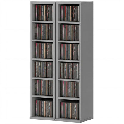 HOMCOM Set of 2 CD Media Display Shelf Unit Tower Rack with Adjustable Shelves Additional View 99