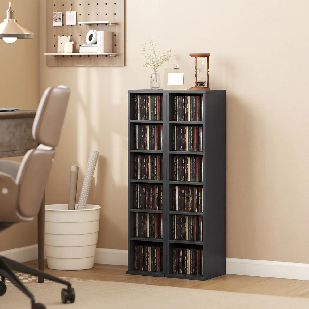 HOMCOM Set of 2 CD Media Display Shelf Unit Tower Rack with Adjustable Shelves Additional View 101