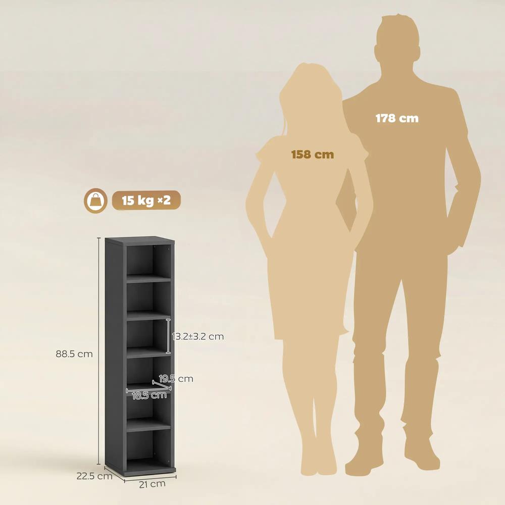 HOMCOM Set of 2 CD Media Display Shelf Unit Tower Rack with Adjustable Shelves Additional View 102