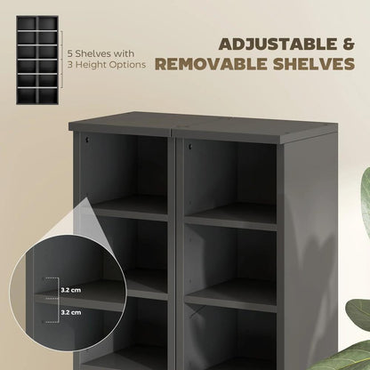 HOMCOM Set of 2 CD Media Display Shelf Unit Tower Rack with Adjustable Shelves Additional View 105