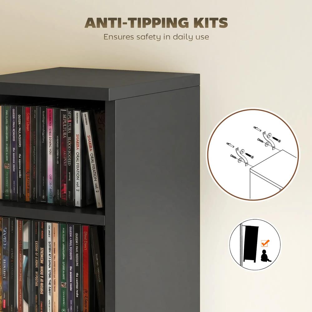 HOMCOM Set of 2 CD Media Display Shelf Unit Tower Rack with Adjustable Shelves Additional View 106