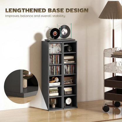 HOMCOM Set of 2 CD Media Display Shelf Unit Tower Rack with Adjustable Shelves Additional View 107