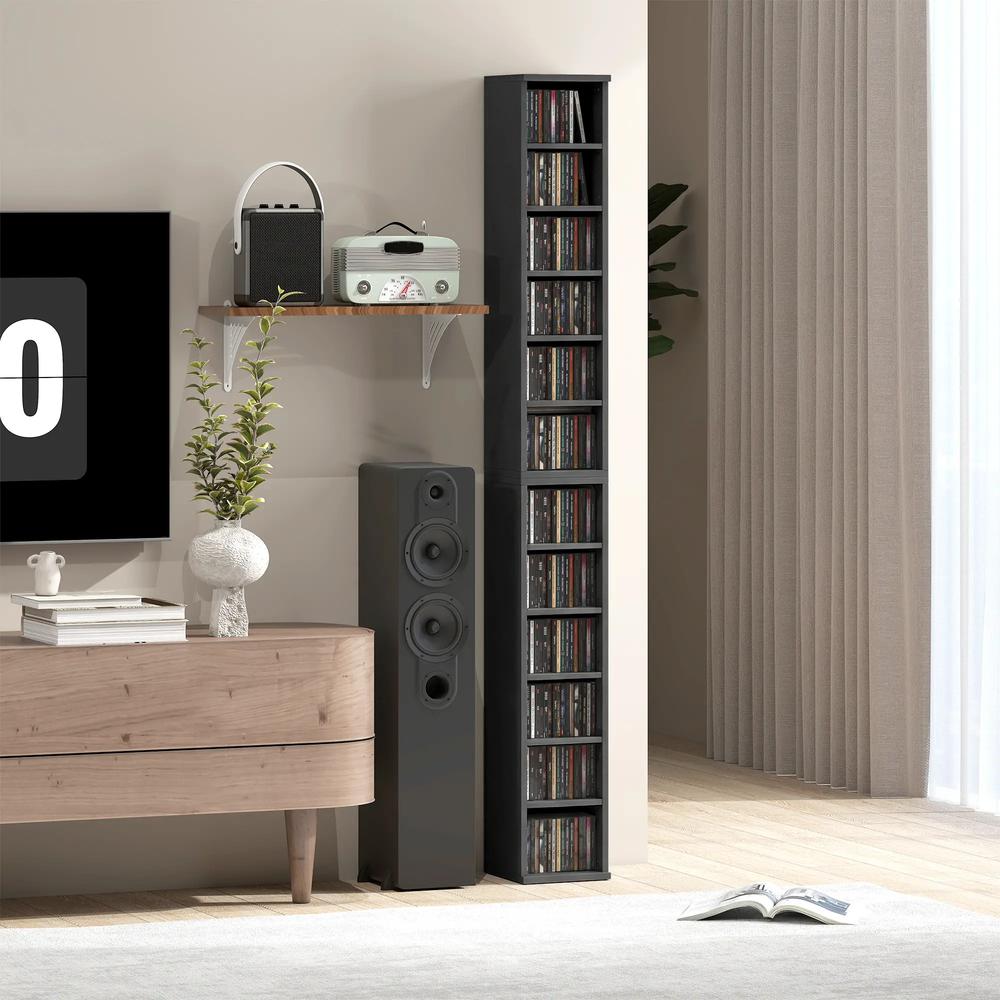 HOMCOM Set of 2 CD Media Display Shelf Unit Tower Rack with Adjustable Shelves Additional View 109