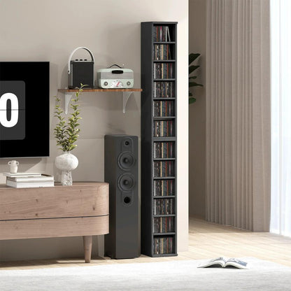 HOMCOM Set of 2 CD Media Display Shelf Unit Tower Rack with Adjustable Shelves Additional View 109
