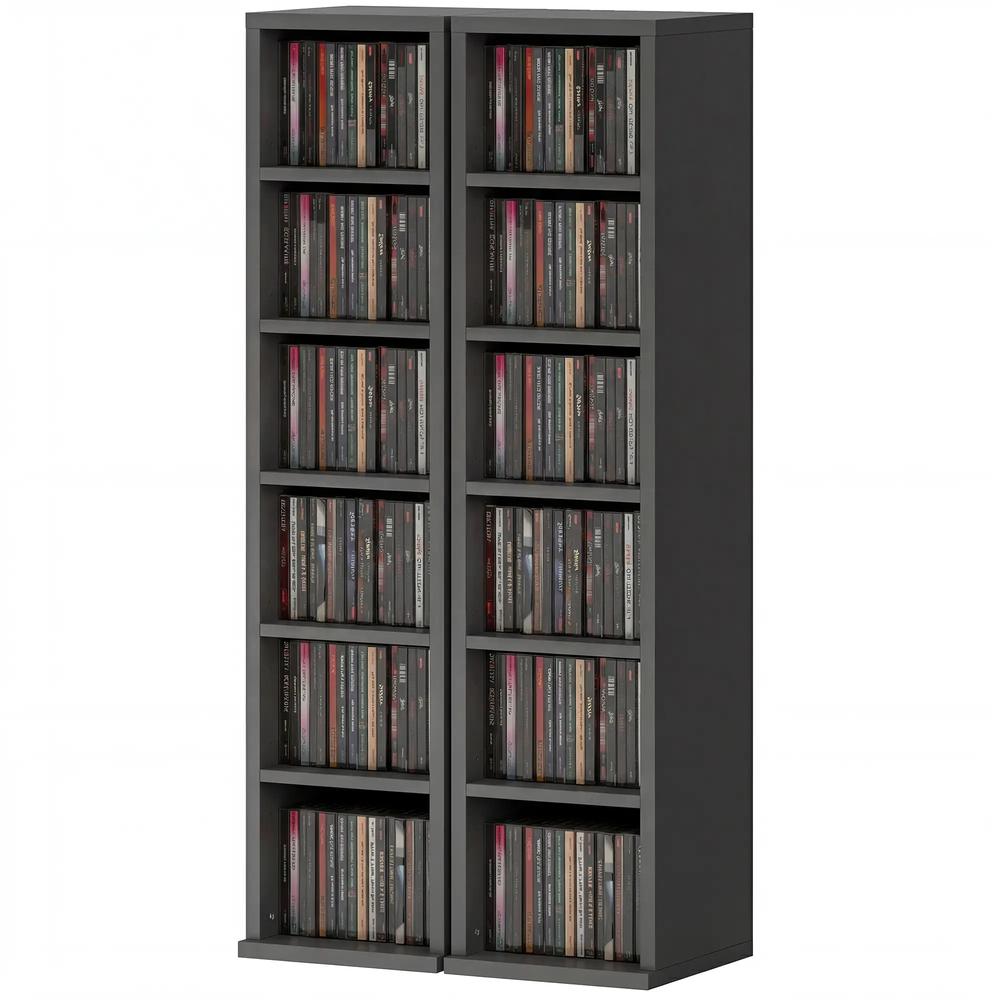 HOMCOM Set of 2 CD Media Display Shelf Unit Tower Rack with Adjustable Shelves Additional View 110