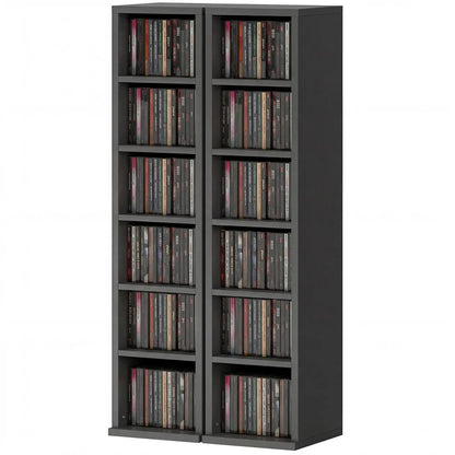 HOMCOM Set of 2 CD Media Display Shelf Unit Tower Rack with Adjustable Shelves Additional View 110