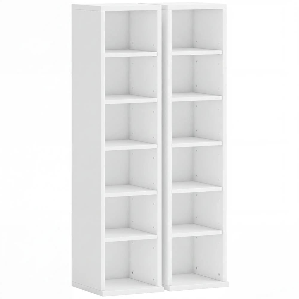 HOMCOM Set of 2 CD Media Display Shelf Unit Tower Rack with Adjustable Shelves Additional View 111