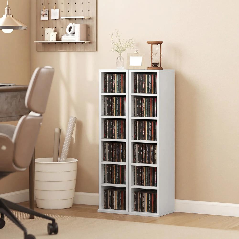 HOMCOM Set of 2 CD Media Display Shelf Unit Tower Rack with Adjustable Shelves Additional View 112