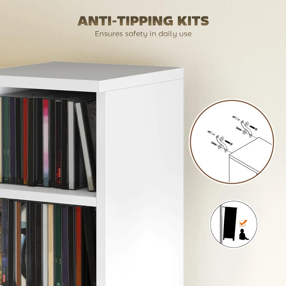 HOMCOM Set of 2 CD Media Display Shelf Unit Tower Rack with Adjustable Shelves Additional View 117