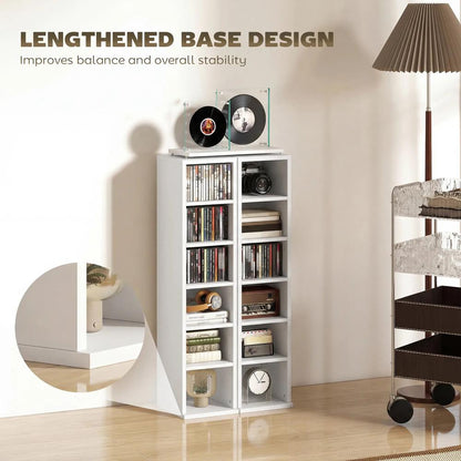 HOMCOM Set of 2 CD Media Display Shelf Unit Tower Rack with Adjustable Shelves Additional View 118