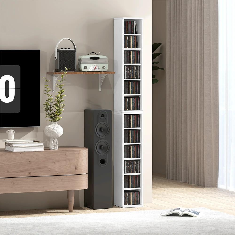 HOMCOM Set of 2 CD Media Display Shelf Unit Tower Rack with Adjustable Shelves Additional View 120