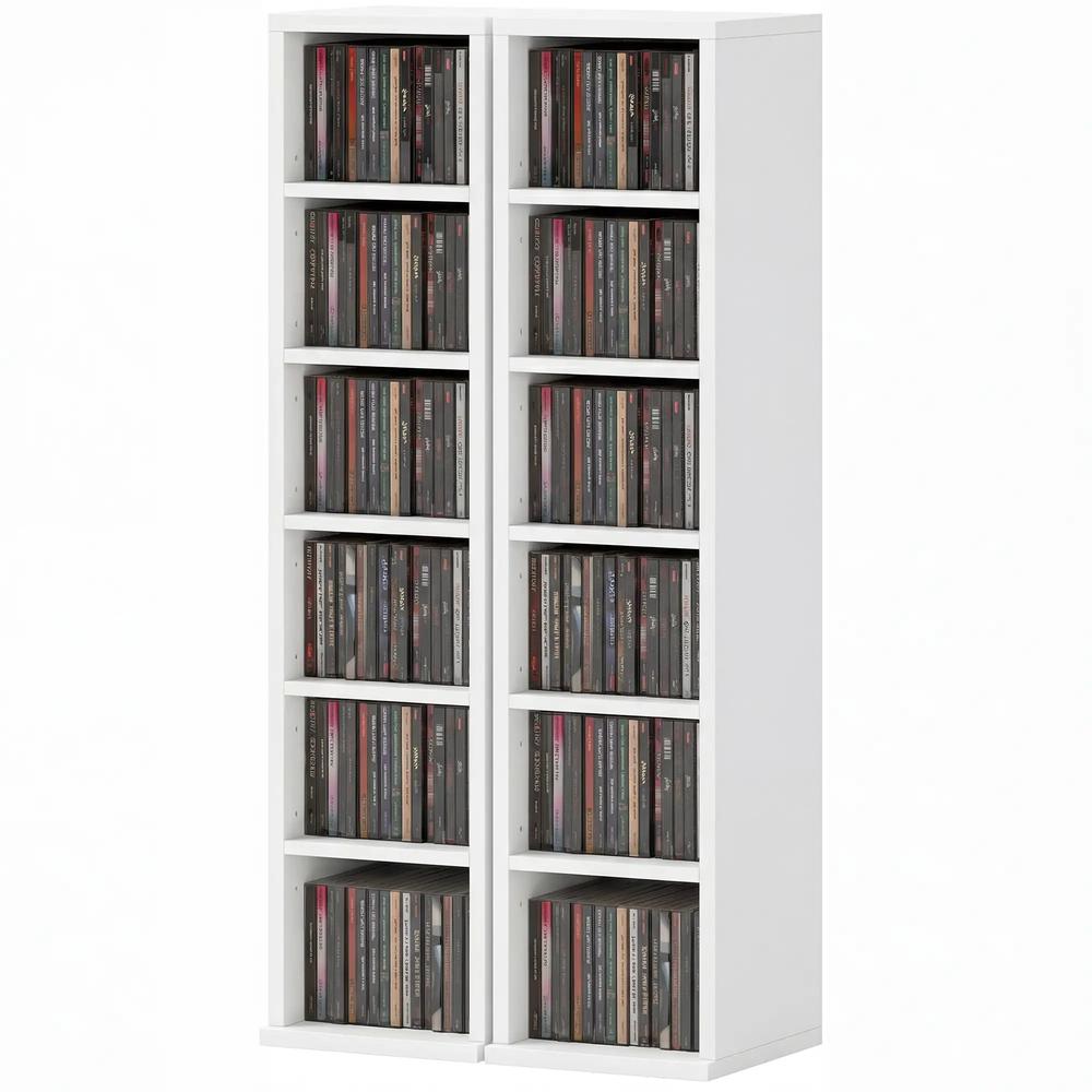HOMCOM Set of 2 CD Media Display Shelf Unit Tower Rack with Adjustable Shelves Additional View 121