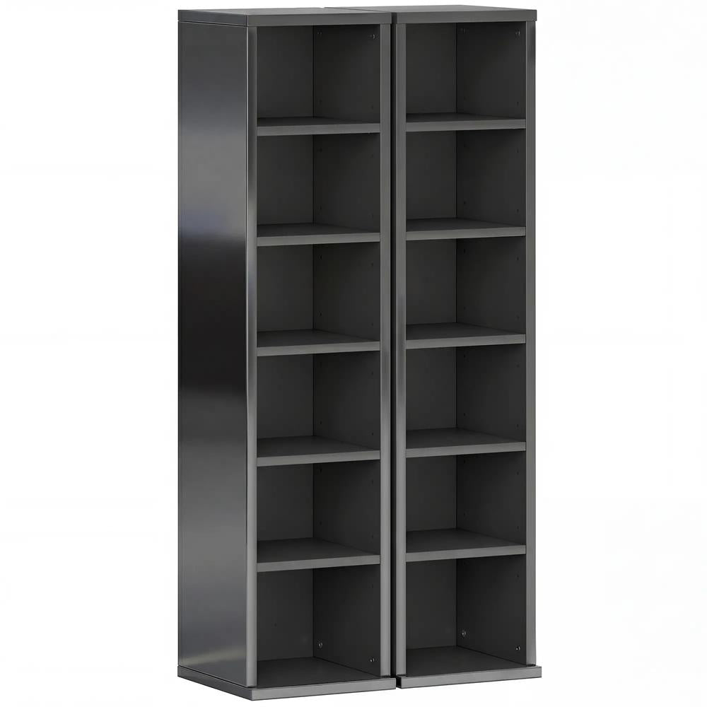 HOMCOM Set of 2 CD Media Display Shelf Unit Tower Rack with Adjustable Shelves Additional View 122