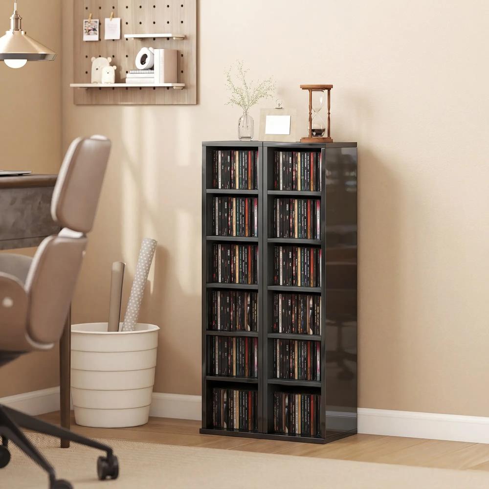 HOMCOM Set of 2 CD Media Display Shelf Unit Tower Rack with Adjustable Shelves Additional View 123
