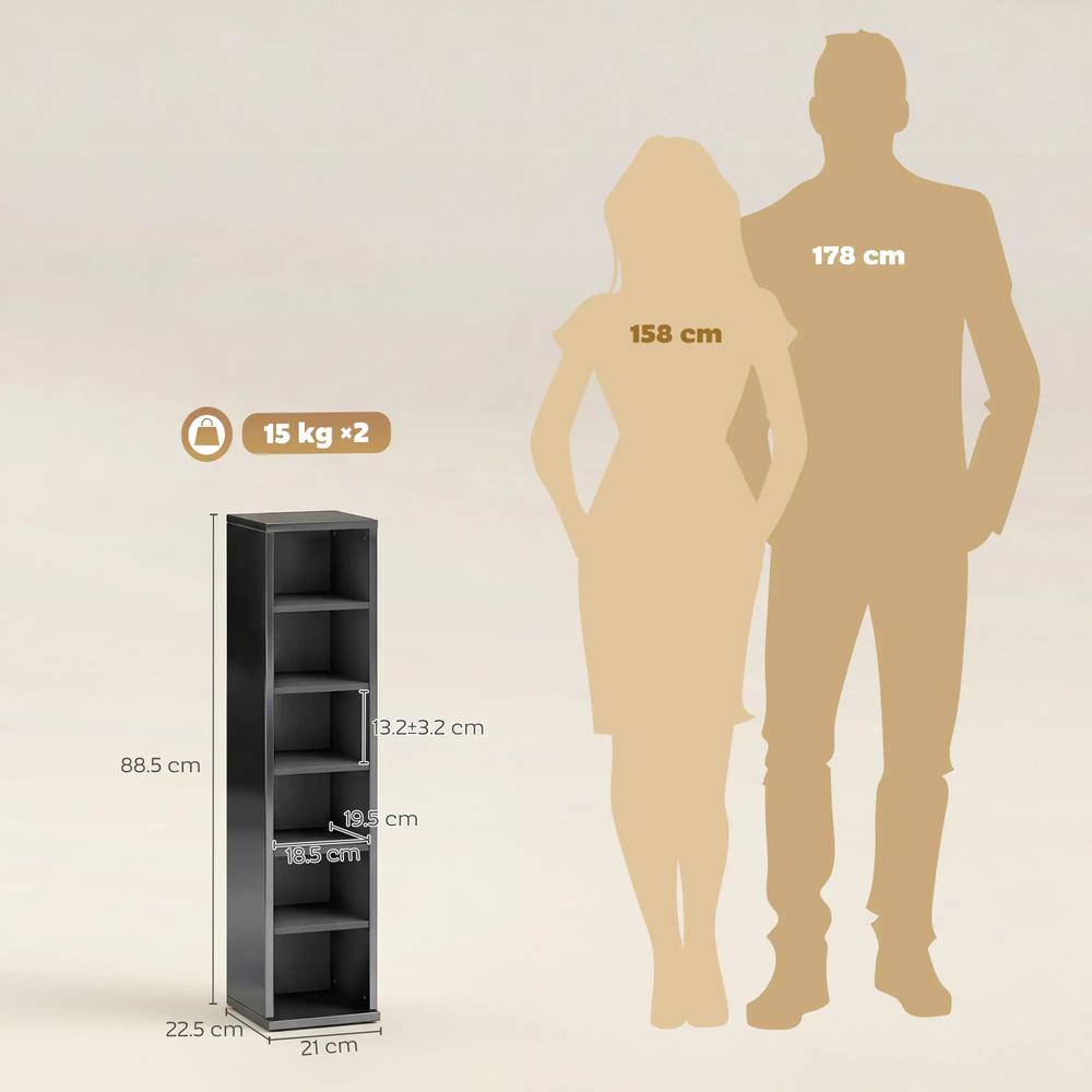 HOMCOM Set of 2 CD Media Display Shelf Unit Tower Rack with Adjustable Shelves Additional View 124
