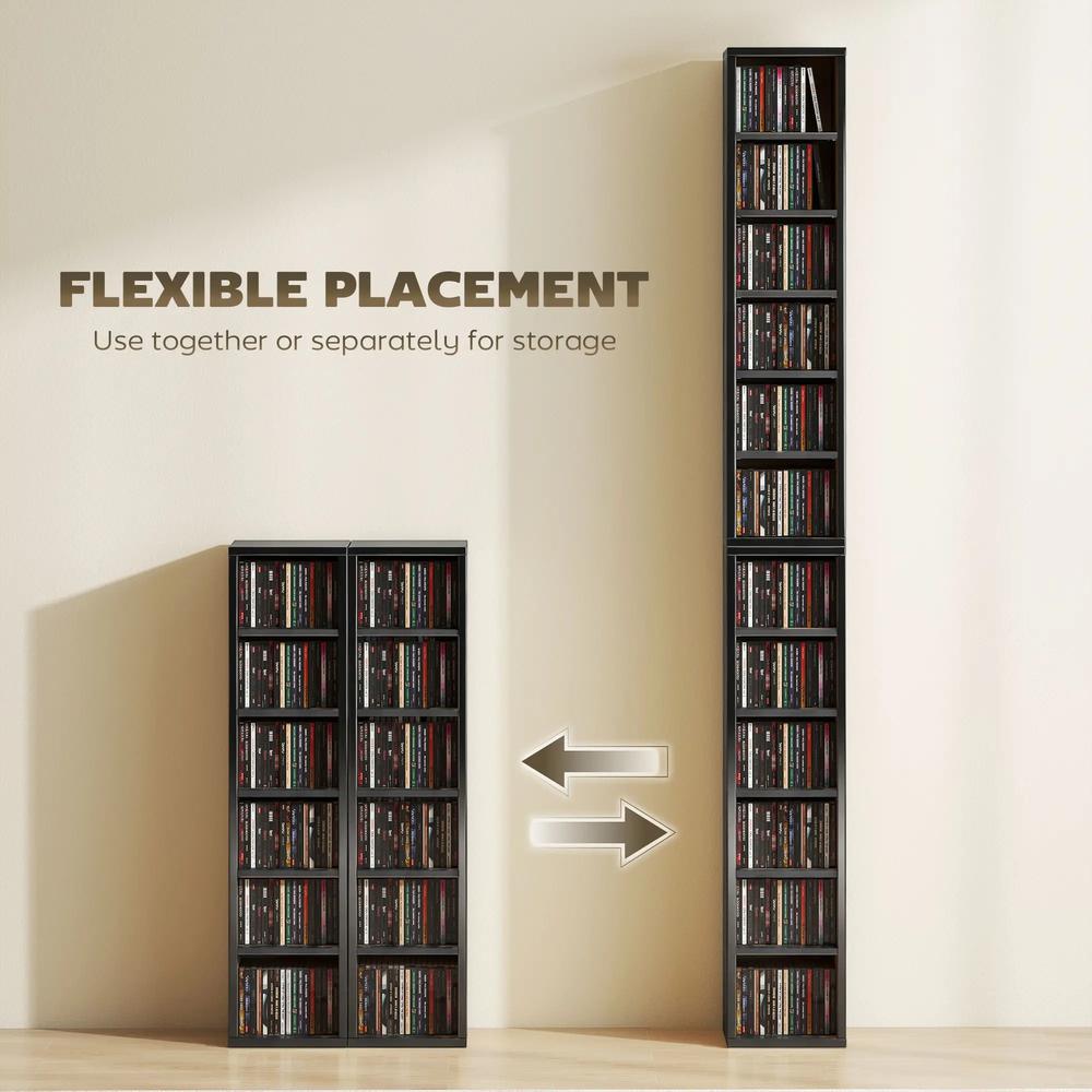 HOMCOM Set of 2 CD Media Display Shelf Unit Tower Rack with Adjustable Shelves Additional View 126