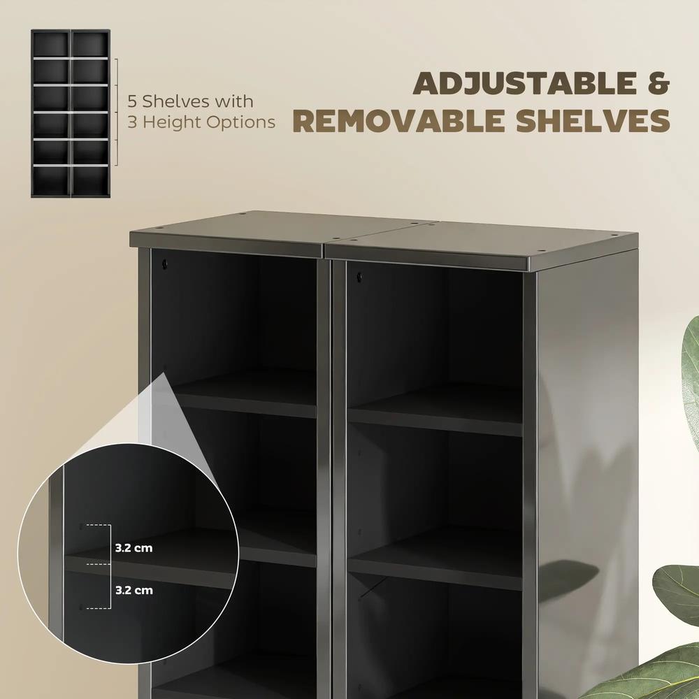HOMCOM Set of 2 CD Media Display Shelf Unit Tower Rack with Adjustable Shelves Additional View 127