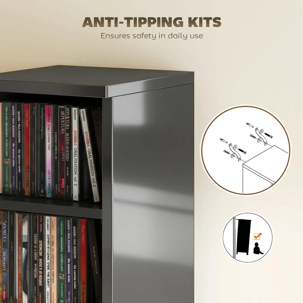 HOMCOM Set of 2 CD Media Display Shelf Unit Tower Rack with Adjustable Shelves Additional View 128