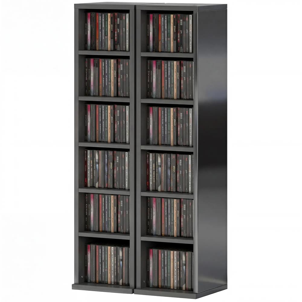HOMCOM Set of 2 CD Media Display Shelf Unit Tower Rack with Adjustable Shelves Additional View 132