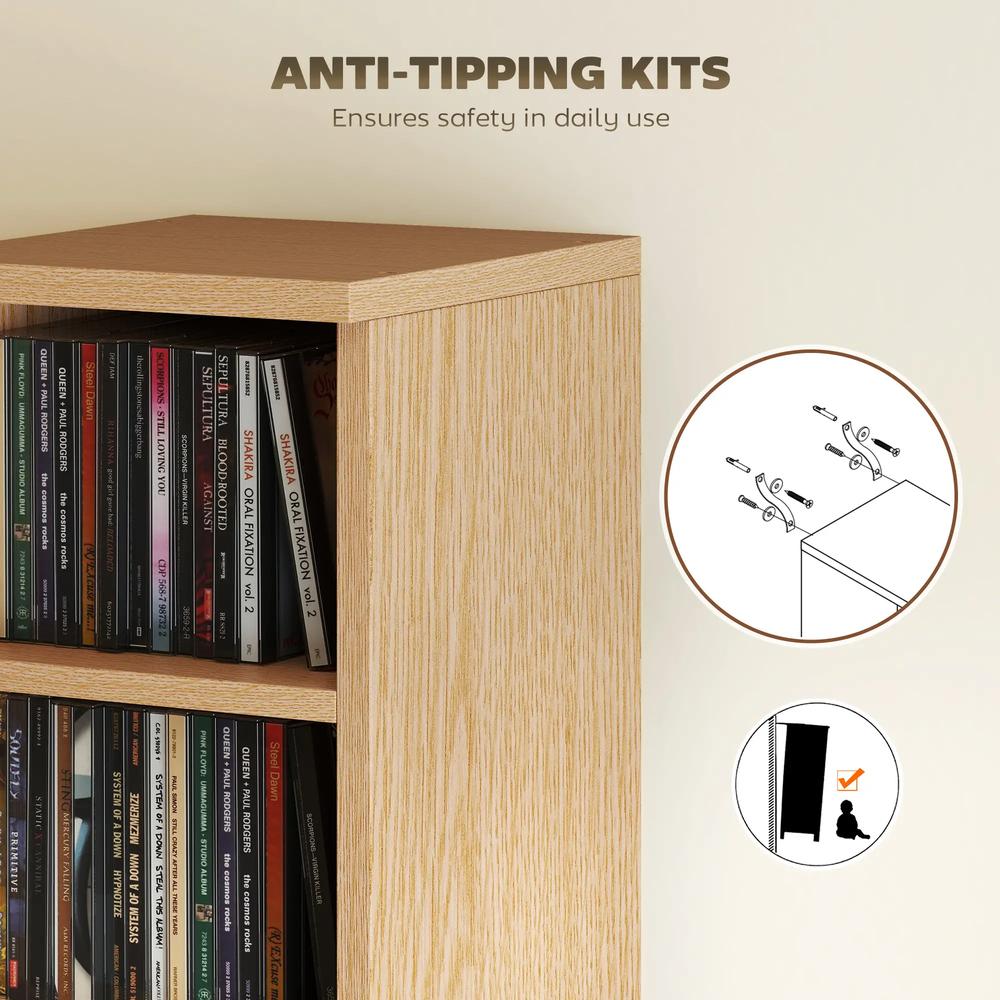 HOMCOM Set of 2 CD Media Display Shelf Unit Tower Rack with Adjustable Shelves Additional View 139