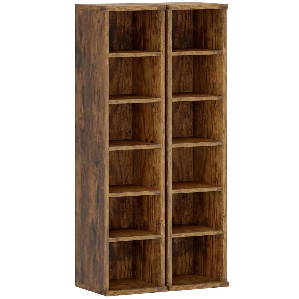 HOMCOM Set of 2 CD Media Display Shelf Unit Tower Rack with Adjustable Shelves