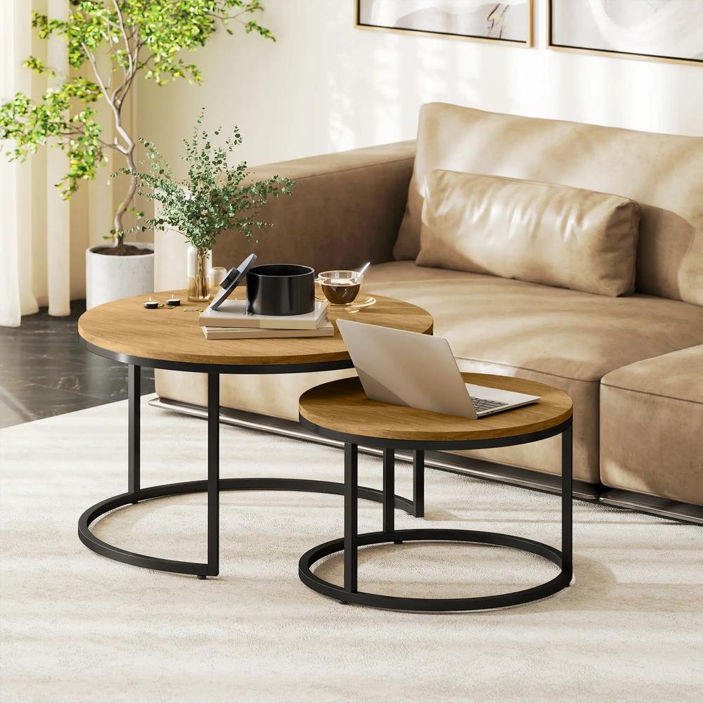 HOMCOM Set of Two Wood-Effect Stacking Tables Additional View 13