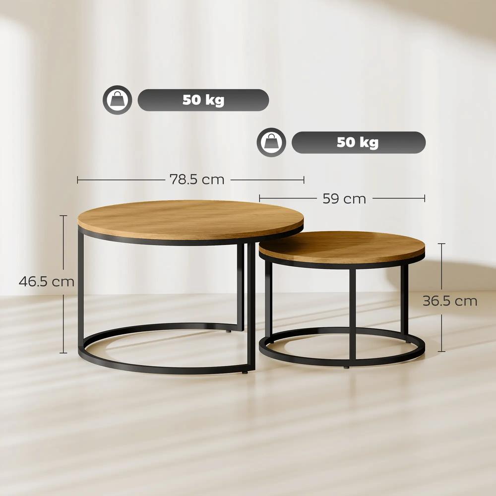 HOMCOM Set of Two Wood-Effect Stacking Tables Additional View 14