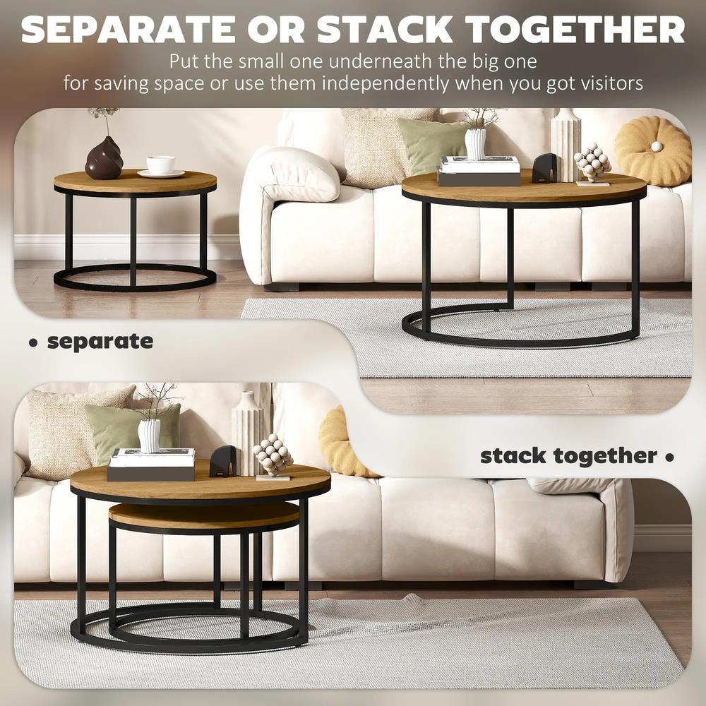HOMCOM Set of Two Wood-Effect Stacking Tables Additional View 16