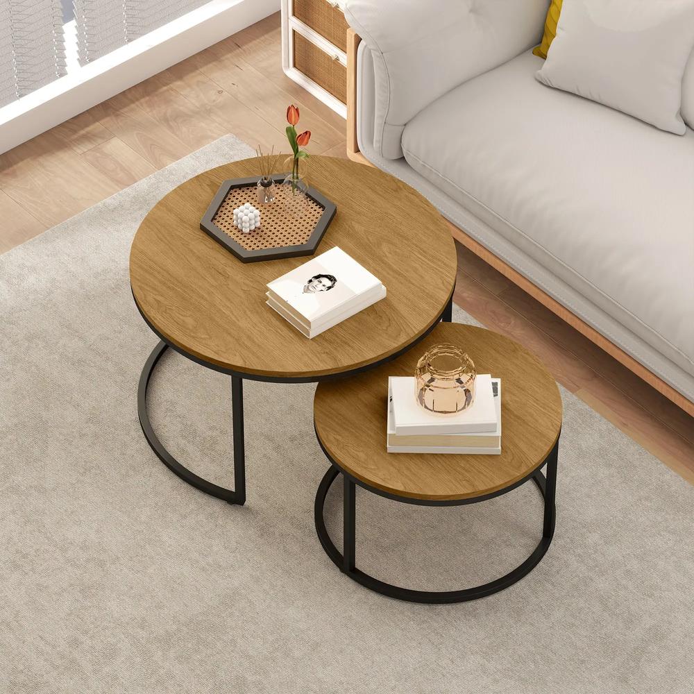 HOMCOM Set of Two Wood-Effect Stacking Tables Additional View 19