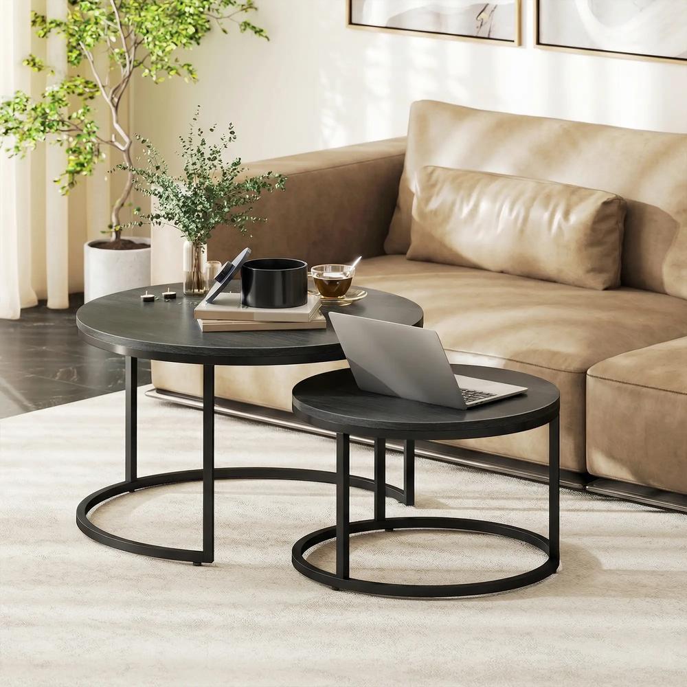 HOMCOM Set of Two Wood-Effect Stacking Tables Additional View 2
