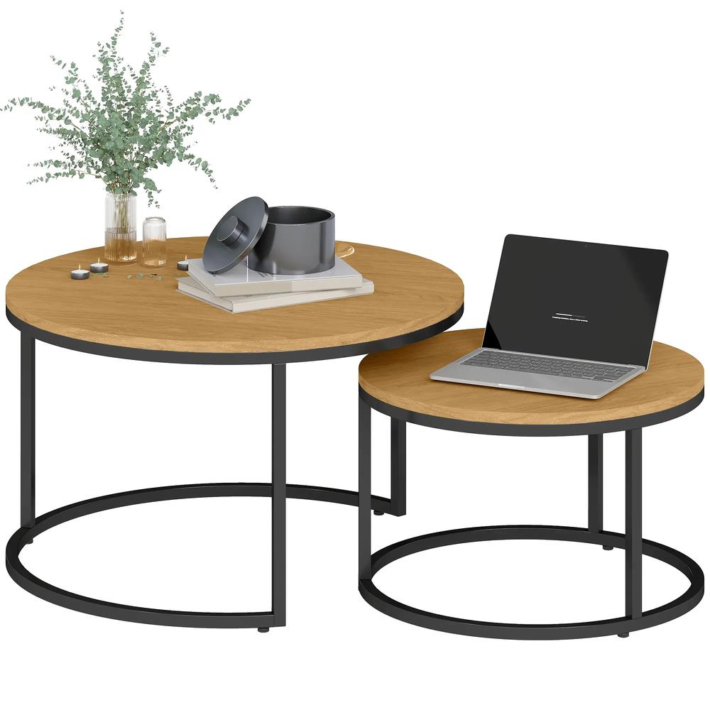 HOMCOM Set of Two Wood-Effect Stacking Tables Additional View 22