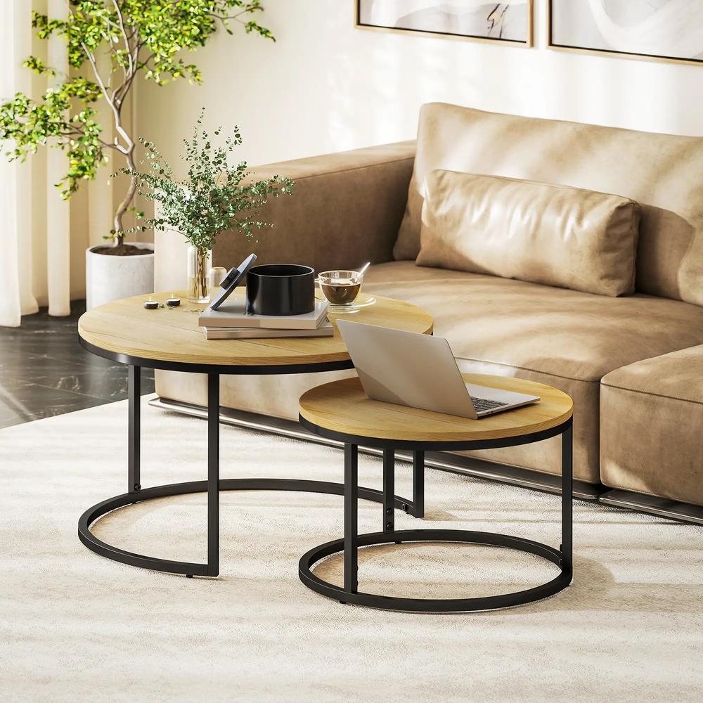 HOMCOM Set of Two Wood-Effect Stacking Tables Additional View 24