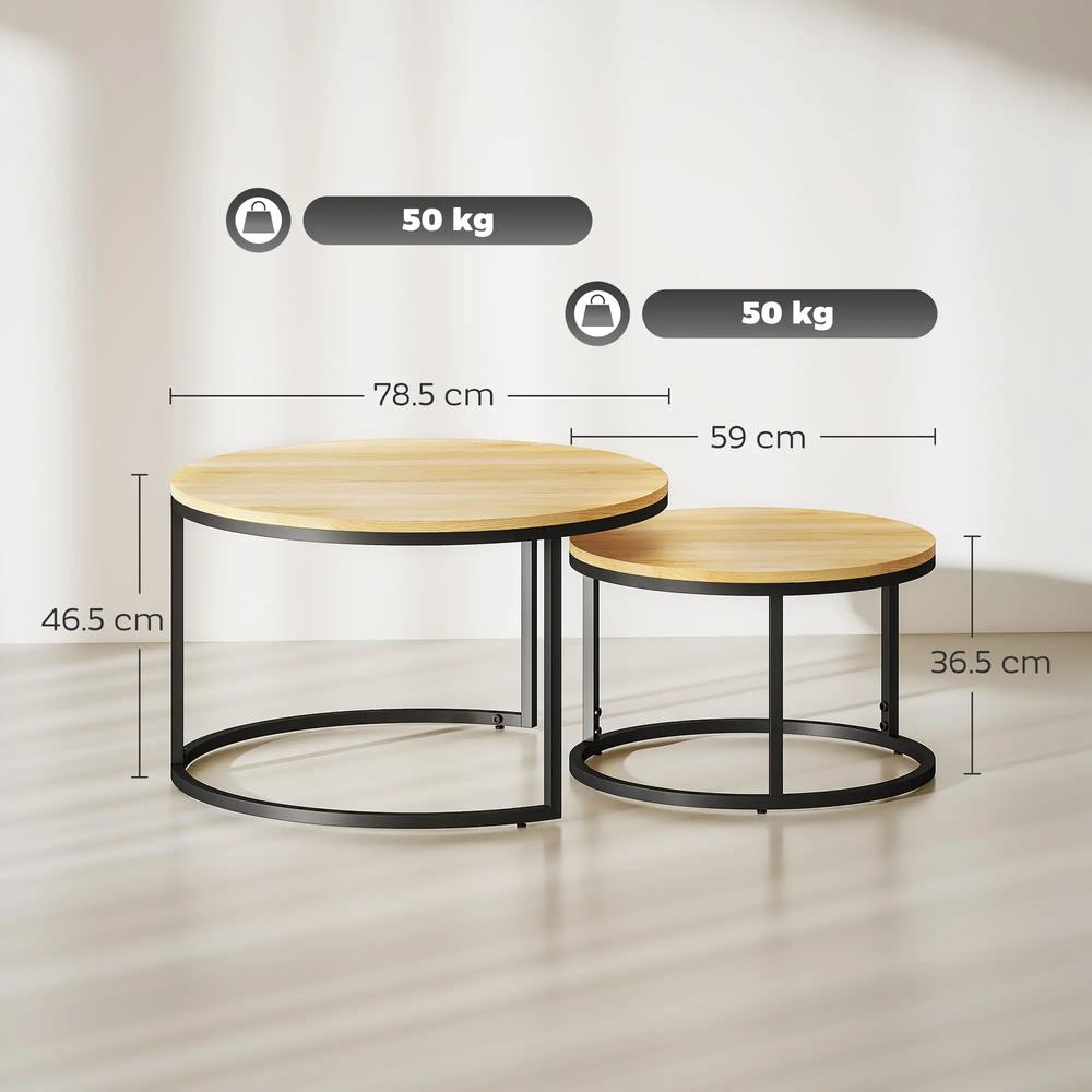 HOMCOM Set of Two Wood-Effect Stacking Tables Additional View 25
