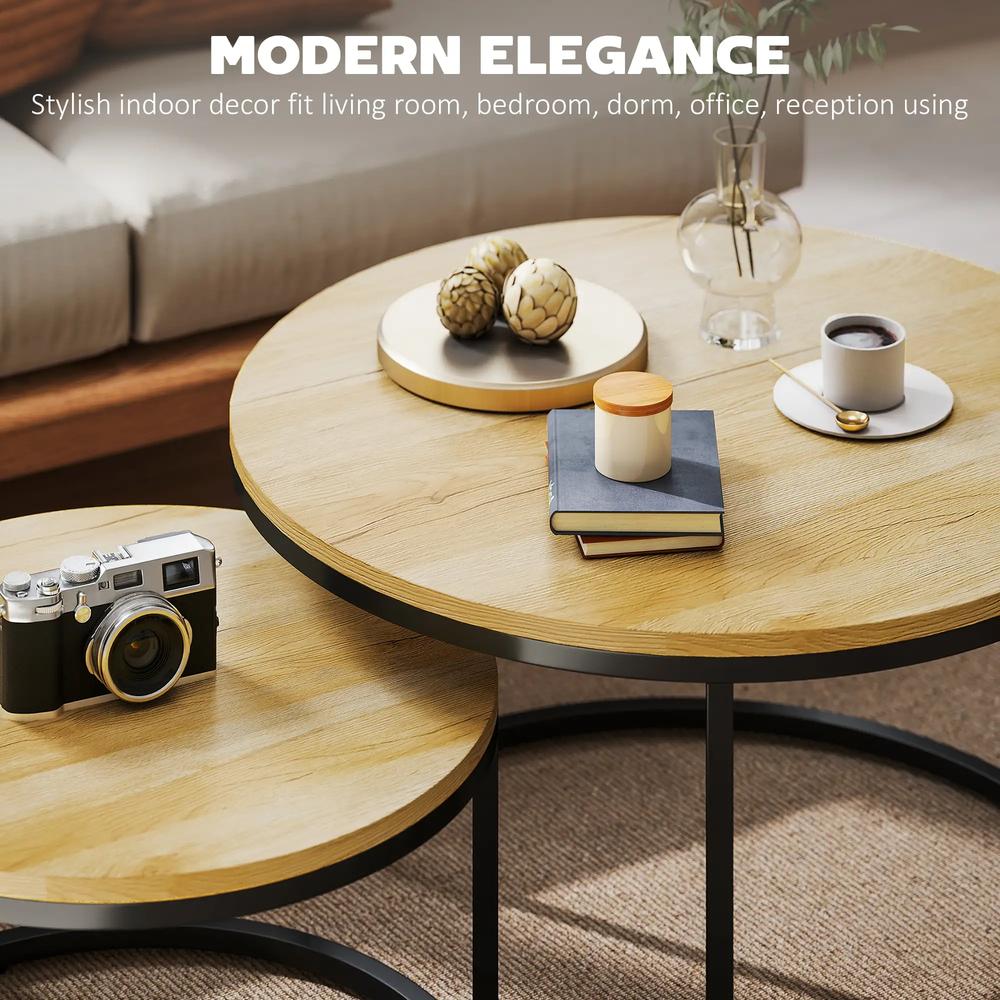 HOMCOM Set of Two Wood-Effect Stacking Tables Additional View 26