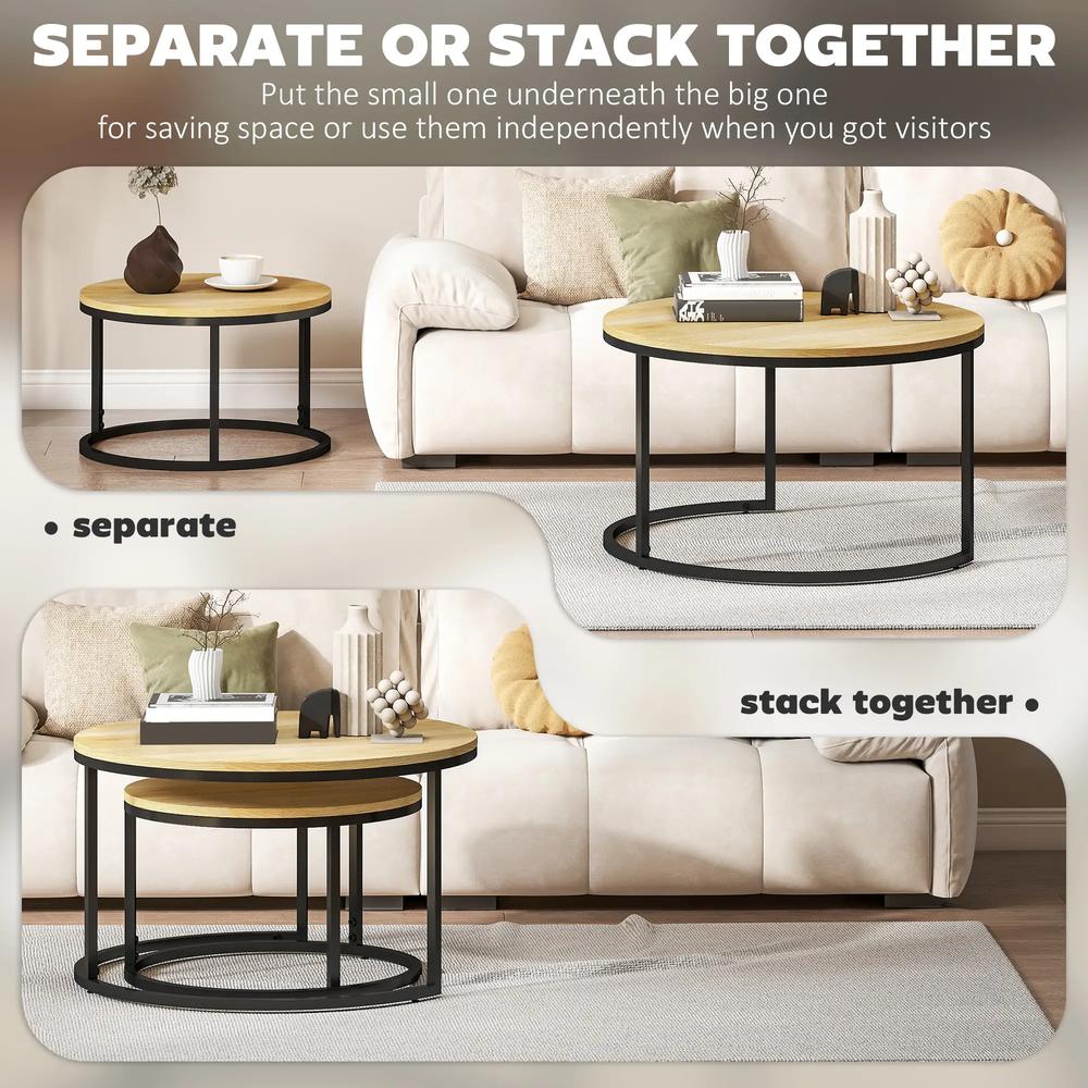 HOMCOM Set of Two Wood-Effect Stacking Tables Additional View 27