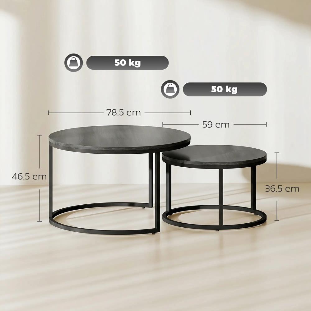 HOMCOM Set of Two Wood-Effect Stacking Tables Additional View 3
