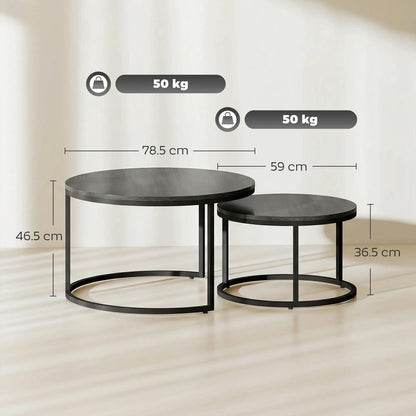 HOMCOM Set of Two Wood-Effect Stacking Tables Additional View 3