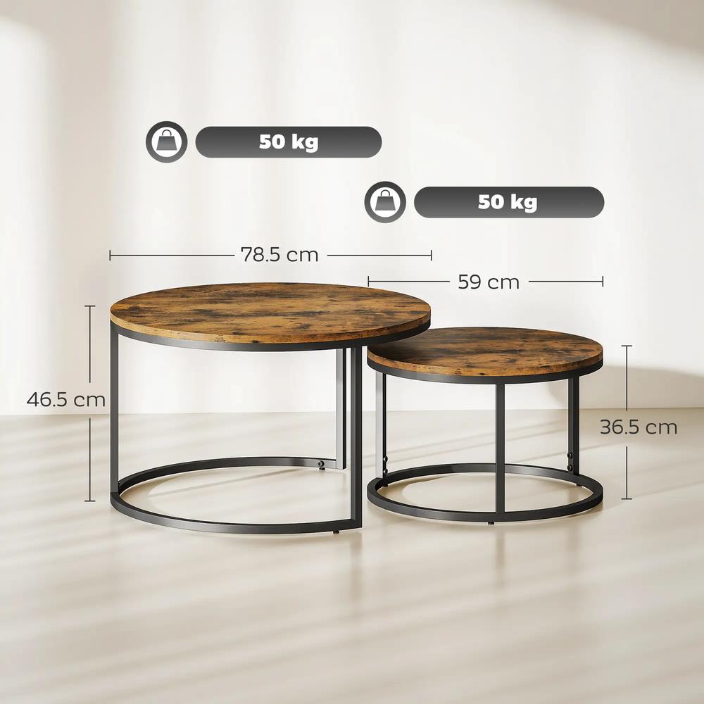 HOMCOM Set of Two Wood-Effect Stacking Tables Additional View 36