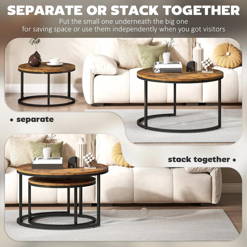 HOMCOM Set of Two Wood-Effect Stacking Tables Additional View 38
